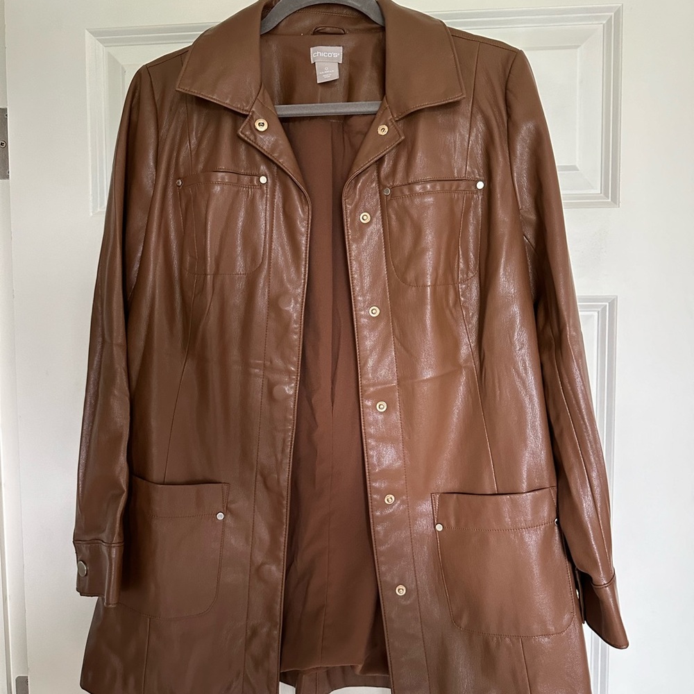 Chico's Rich Brown Leather Jacket